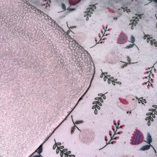 BABY Blanket CHICK PEA Pink Bird Flower Floral Leaves GIRL Velour Sherpa