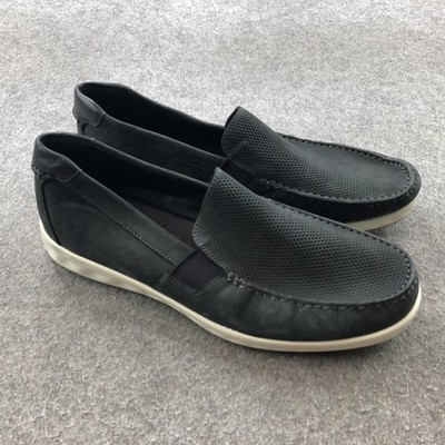 ECCO S-Lite Shoes Mens Size EU 44 Black Slip On Loafers Perforated Leather