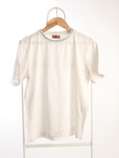 Missoni White T-Shirt Size M Embroidered Neck Logo Cotton