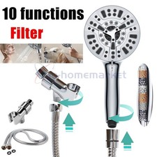 Filter Shower Head-10 Modes High Pressure Water-Saving with Hose Bracket NEW