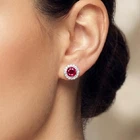 Vibrant Pink Rubellite Tourmaline 2.80Ct 925 Sterling Silver White Gold Earrings