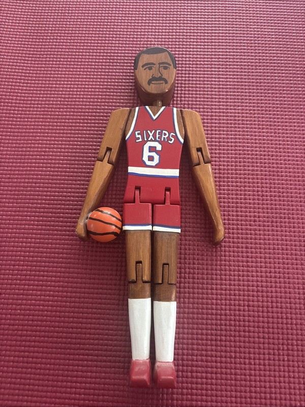 Dr J  Julius Erving Philadelphia 76ers  Peg Articulated Jointed Wooden Doll 1992