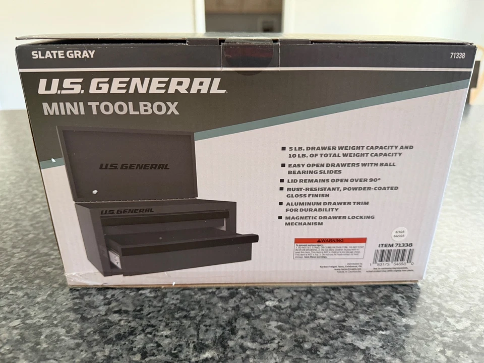 U.S. General GRAY  Mini Toolbox 2 Drawers Office Home Work NEW Harbor Freight - Image 2 of 3