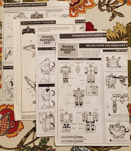 Vintage Power Rangers Megazord Instruction Manuals - Lot Of  4