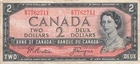 Canada  $2  Ottawa , 1954  Series  K/B  Que. II  Circulated Banknote SS B