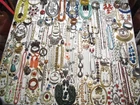 HUGE 207 PC LOT VINTAGE NOW COSTUME JEWELRY-NECKLACES, EARRINGS, PINS, BRACELETS