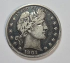 1901 P BARBER HALF DOLLAR CIRCULATED 50C SILVER   -0317-1