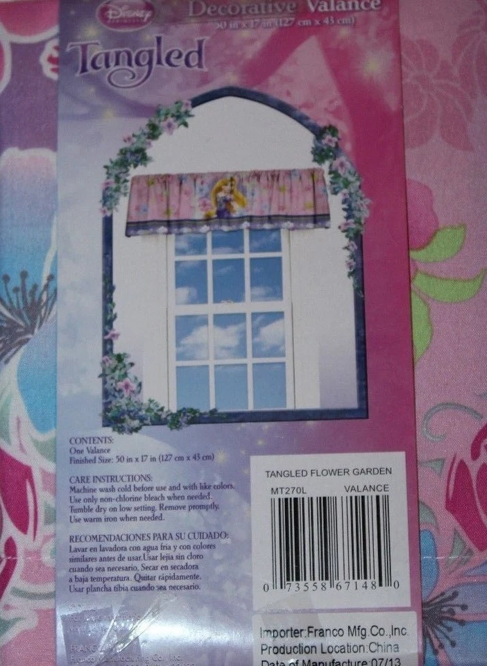 Disney Tangled Flower Garden One (1) Microfiber Valance 50x17" - Image 2 of 2
