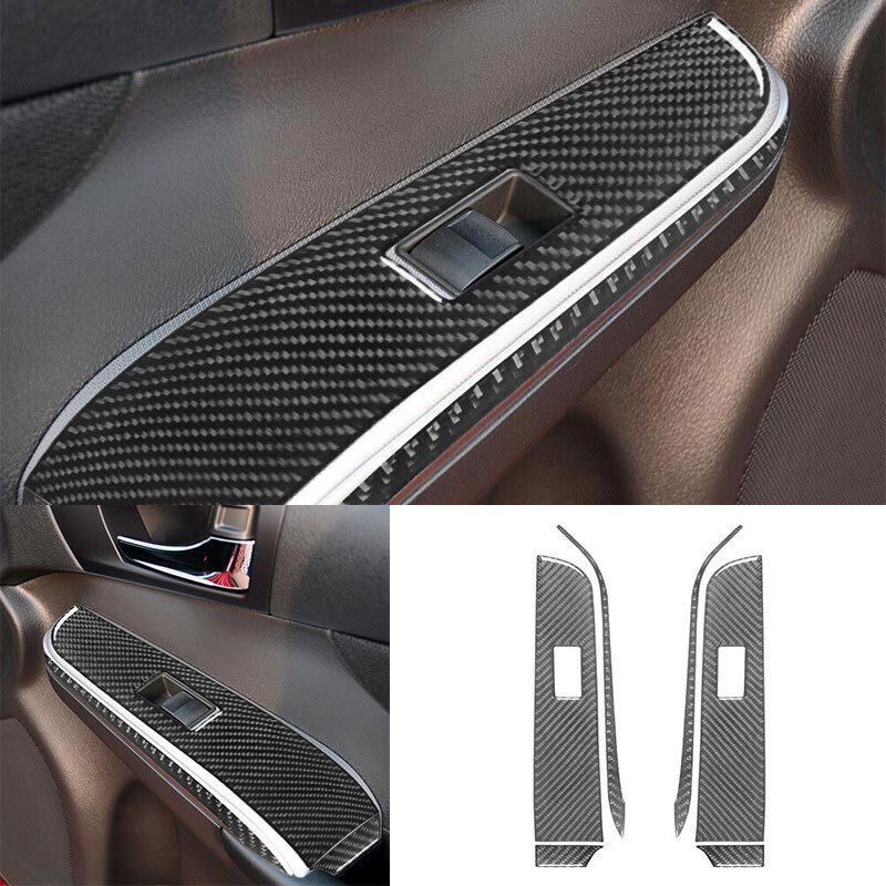Carbon Fiber For Toyota Camry Rear Door Window Lift Panel Cover Trim 6Pcs 12-14