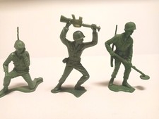 1960-70 Tim-Mee Toys 5" Plastic Toy Soldier Figure Army WWII Lot of 3 Vtg
