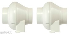 2 x Manrose CFD200TN In Line Centrifugal Extractor Fans with timer - 4" CFD200T
