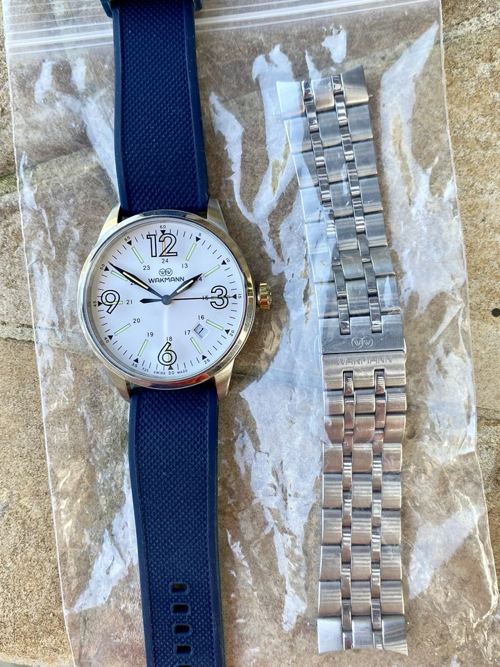 Raro Reloj Wakmann Pilot Field Stealth 40 mm Acero Inoxidable Hecho en Suiza Zafiro Foto 2 de 4