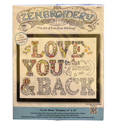 Zenbroidery Love You To The Moon & Rucksack Stoffpaket 14 x 18 Zoll