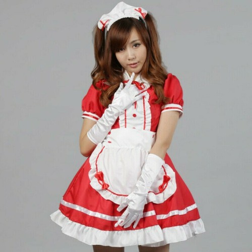 Giapponese Cameriera Lolita Vestito Anime Cosplay Uniforme Costume Kawaii |  eBay