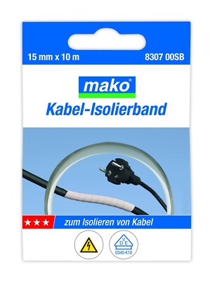 Kabel Isolierband 15mm x 10 Meter Weiche PVC Folie DIN 40633 Weiß Rot o. Schwarz