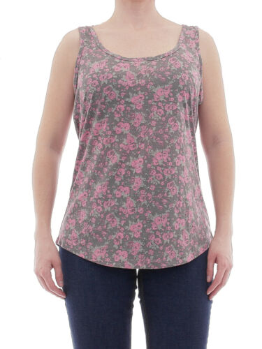 Top Shirt ärmellos Tanktop Bluse Tunika Sommer Striker Blumen Muster XL - Picture 1 of 2