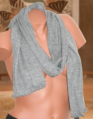 Écharpe Plissée Oscalito 70% Laine 30% Soie - Gris étain - 205x25 Cm Doublée - Taille Unique