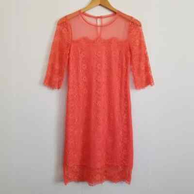 BCBG Paris Orange Coral Lace Mini Dress Size 2 | eBay
