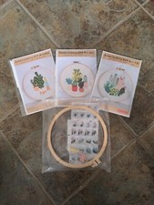 New. Embroidery DIY Starter Kit. Hoop. 3 Patterns. Cactus Series.
