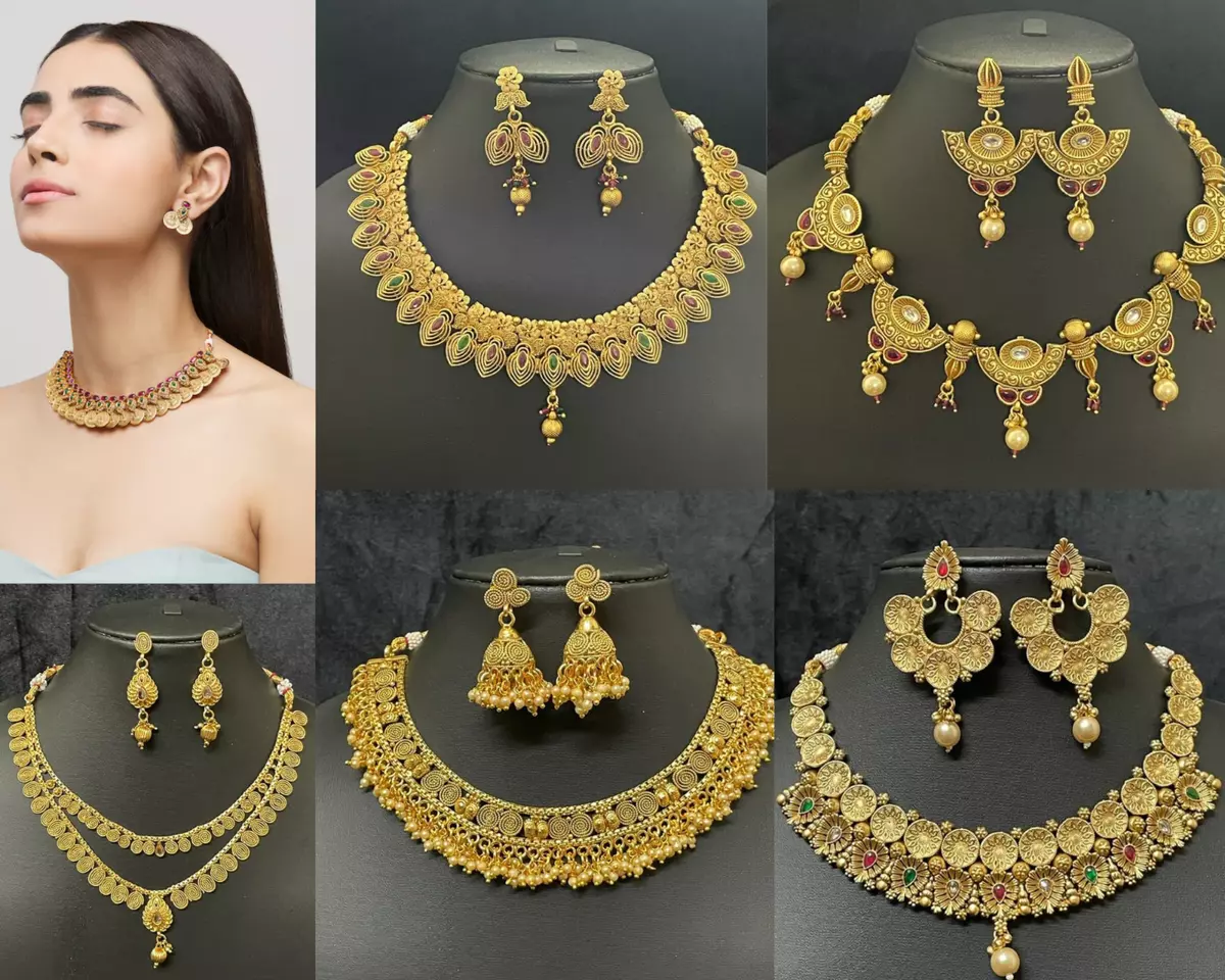 Gold choker 2024 necklace indian