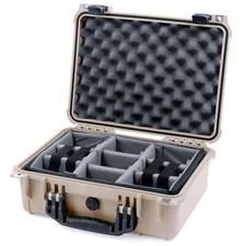 Tan Black Pelican 1450 case. With dividers.