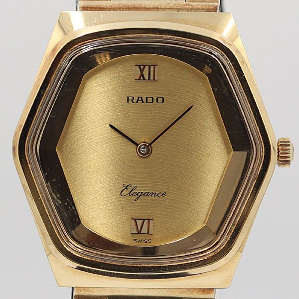 時計 OMEGA RADO watches junk Rado Elegance Vintage Golden Watch Quartz Rectangle Women