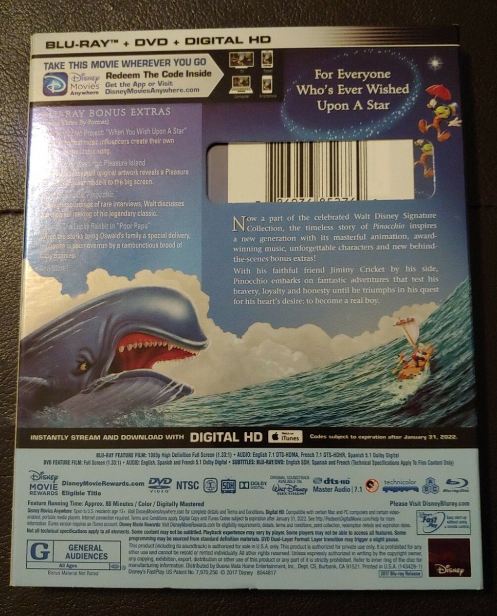 DISNEY PINOCCHIO BLU-RAY & DVD & DIGITAL BEST BUY EXCLUSIVE