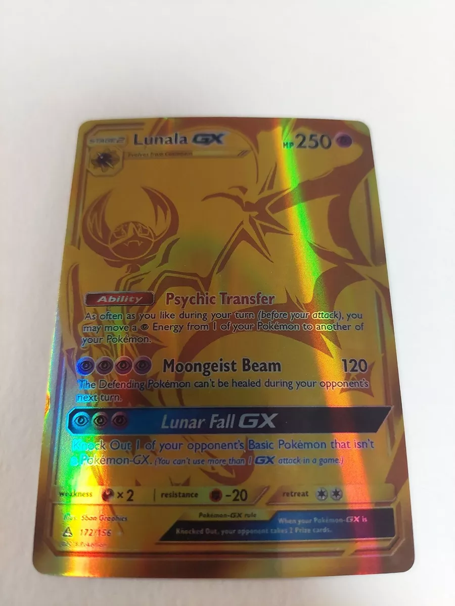 Pokemon Ultra Prism Gold Lunala GX 172/156 Secret Rare