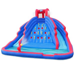 Deluxe Inflatable Water Slide Park, Nylon Bouncy Station for Outdoor Fun