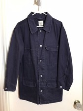 VINTAGE 100 Cotton Denim Faded Blue BASS jacket Long Sleeve Metal Buttons Small