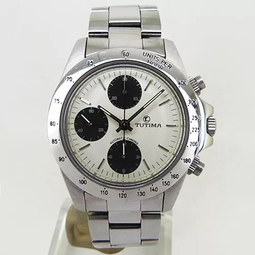 Tutima 793 Glash tte Chronograph White x Black SS Men s Wristwatch Self winding