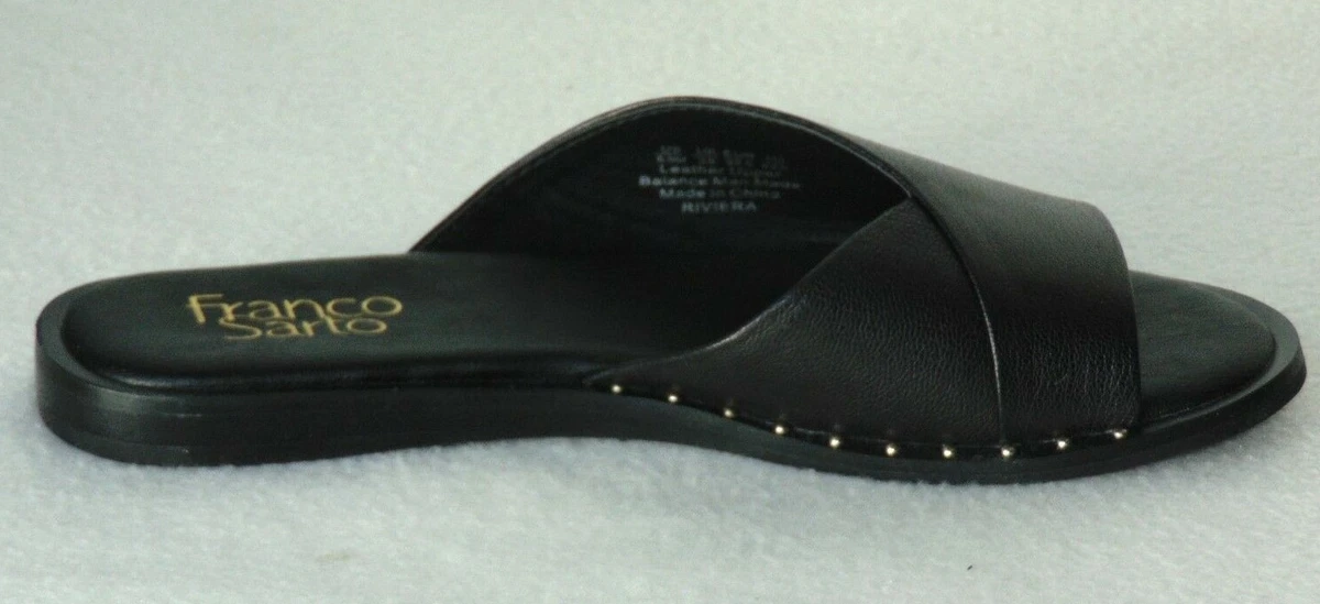 79 Women s Franco Sarto Riviera Slide Sandals Black Size US 5.5