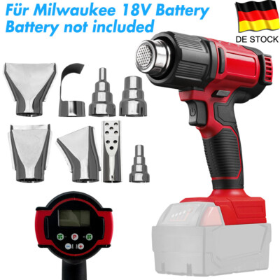 Handheld Heißluftpistole Elektrische Hitzepistole+8 Düsen für Milwaukee 18V Akku