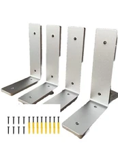 (4pcs silver) 6x4 Inch Shelf Bracket L Shelf Brackets Premium Alloy Metal heavy