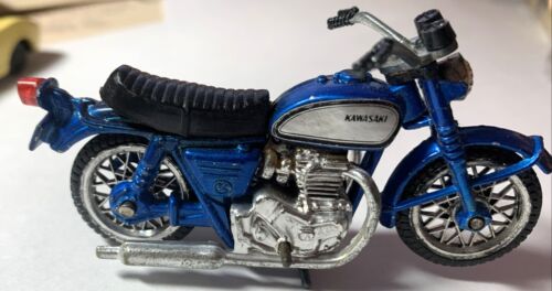 Vintage Kawasaki Die Cast Motorcycle Blue & Silver - Picture 3 of 15