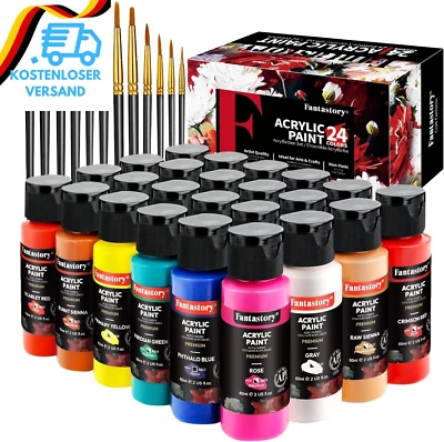 BESUCHE DEN FANTASTORY-STORE Fantastory Acrylfarben Set Mit 24 Farben (Je 60 Ml), Premium Ungiftig Acryl Farb