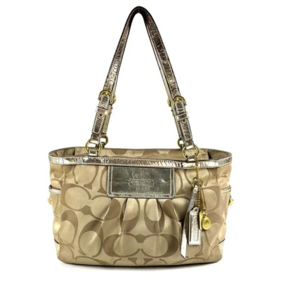 Coach Gallery Signature Sateen Khaki Tote Handbag | eBay