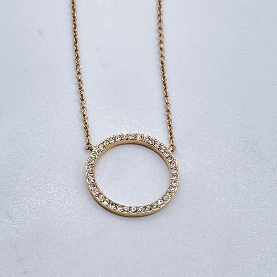 NADRI Rose Gold Pave Open Circle Pendant in Cubic Zirconia 16-18” - Image 3 of 4