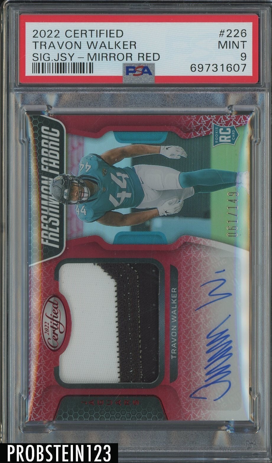 Travon Walker Panini Certified #226 Signature Jersey-Mirror Red