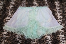  A54 2XL/ElasticW.26-44" 2in1 Nylon Green Briefs Panties White Half Slip 13"