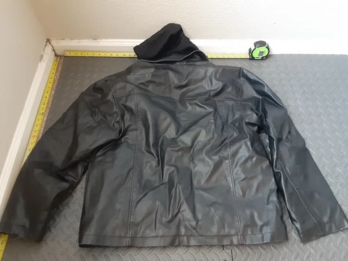 Vintage Y2K De Coded Faux Leather Jacket Mens Large Black Grunge Biker #S150 image 5