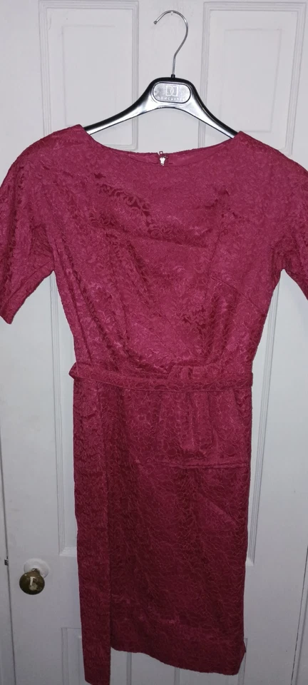 MCM Talla 14 Magenta ROSA DE COLECCIÓN AÑOS 60 FUCSIA VESTIDO VAINA AJUSTADO Jaclyn Kennedy C4 Foto 2 de 4