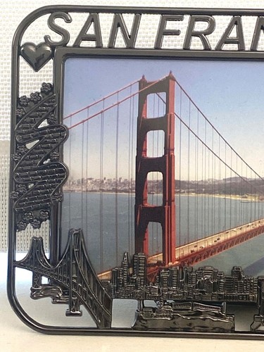 San Francisco Souvenir Dark Metal Golden Gate Bridge Attractions 4x6 Photo Frame - Picture 4 of 17