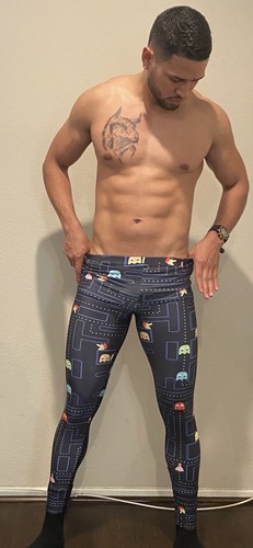 Mens Vintage Pacman Lycra Thin Shiny 
