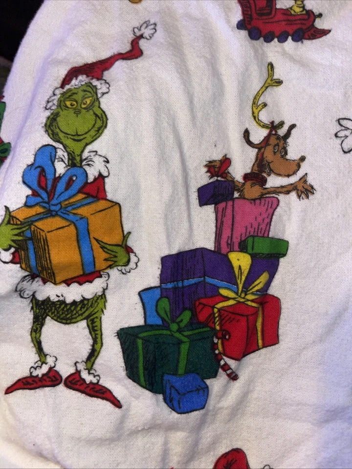Pottery Barn Kids Dr. Seuss El Grinch ORGÁNICO franela cuna sábana Navidad en muy buena condición Foto 3 de 4