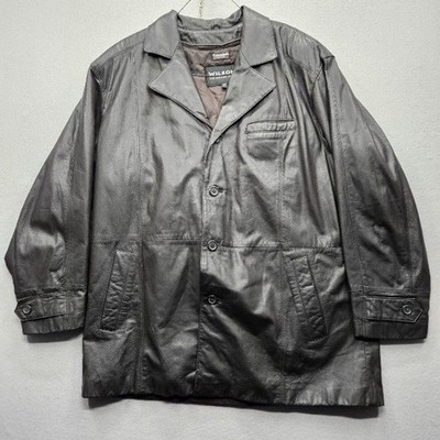 Wilson Men's Size Large Black Leather Coat Thinsulate Insulated Jacket