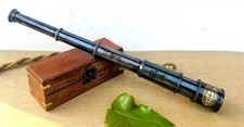 Antik Messing Leder Teleskop Pirat Vintage Maritim Fernglas Zielfernrohr Marine