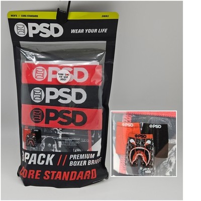 3 Pack PSD Underwear Micro Men's S L Core Standard Micro Boxer Briefs Red Black