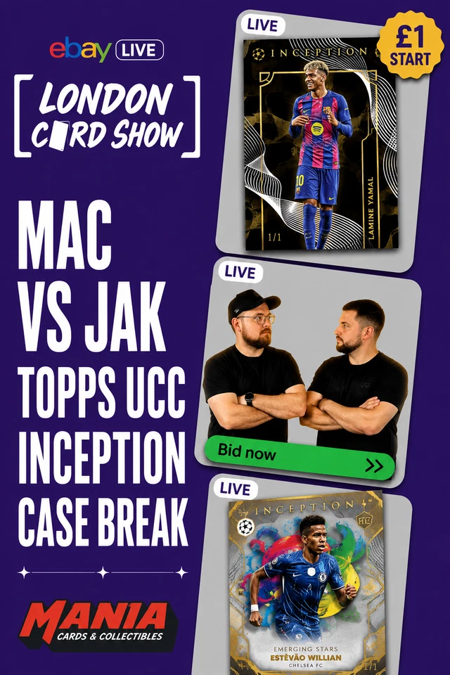 Live from London Card Show | Mac vs Jak Topps UCC Inception Case Break | £1 Starts