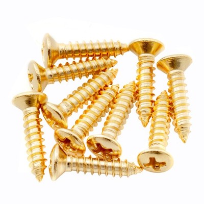 Musiclily Ultra 10Pcs Gold 2.5x12mm Stainless Steel Guitar Wood Mounting Screws